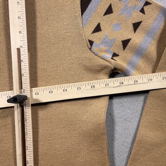 VTG Lido Of California Sweater Men M Beige Brown Knit Westerncore Aztec -‎ Hole - Picture 7 of 10